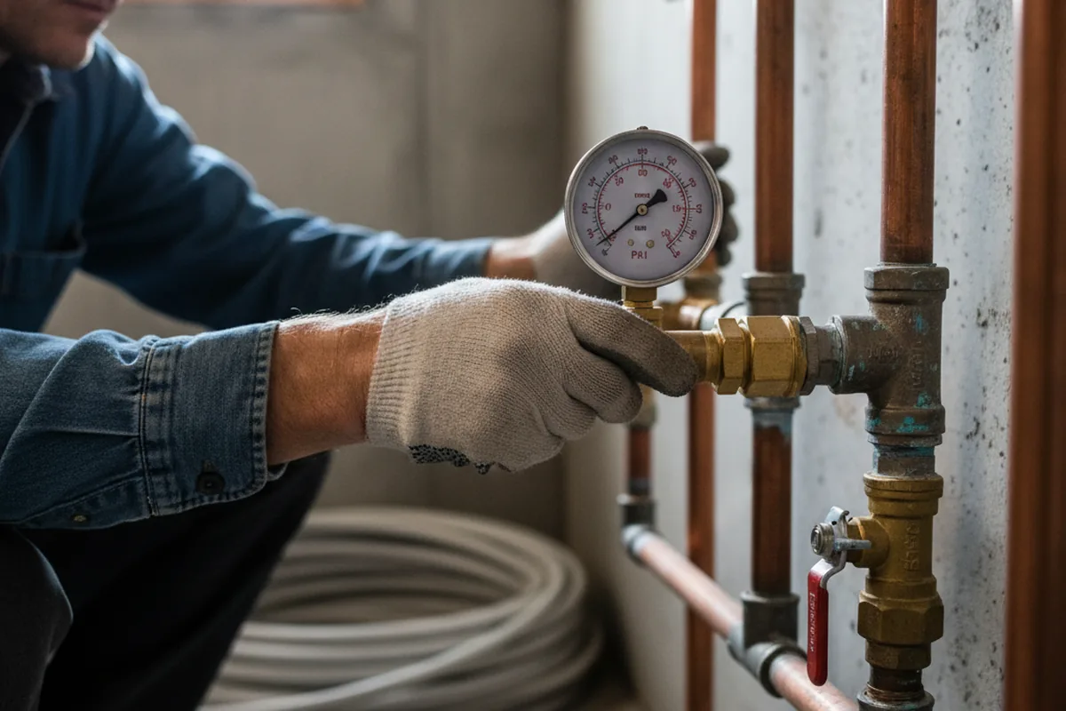 Pressure testing a repaired line during Water Line Repair in Eden Prairie